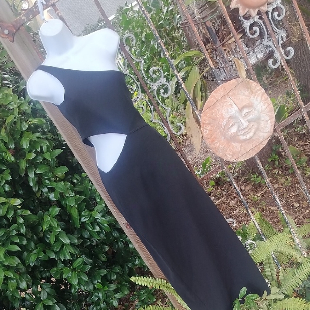 Hugo Buscati 90s Elegant Black Cut-Out Dress XS/S